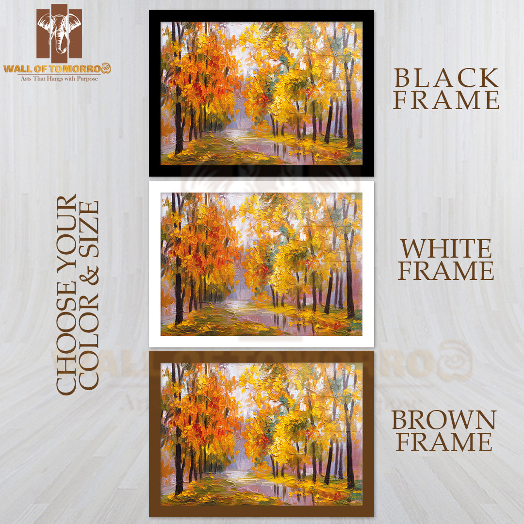 Oil Painting Autumn Forest, Full of Fallen Leaves High Quality Unframed Poster Print & Waterproof Poster Print Wall Décor