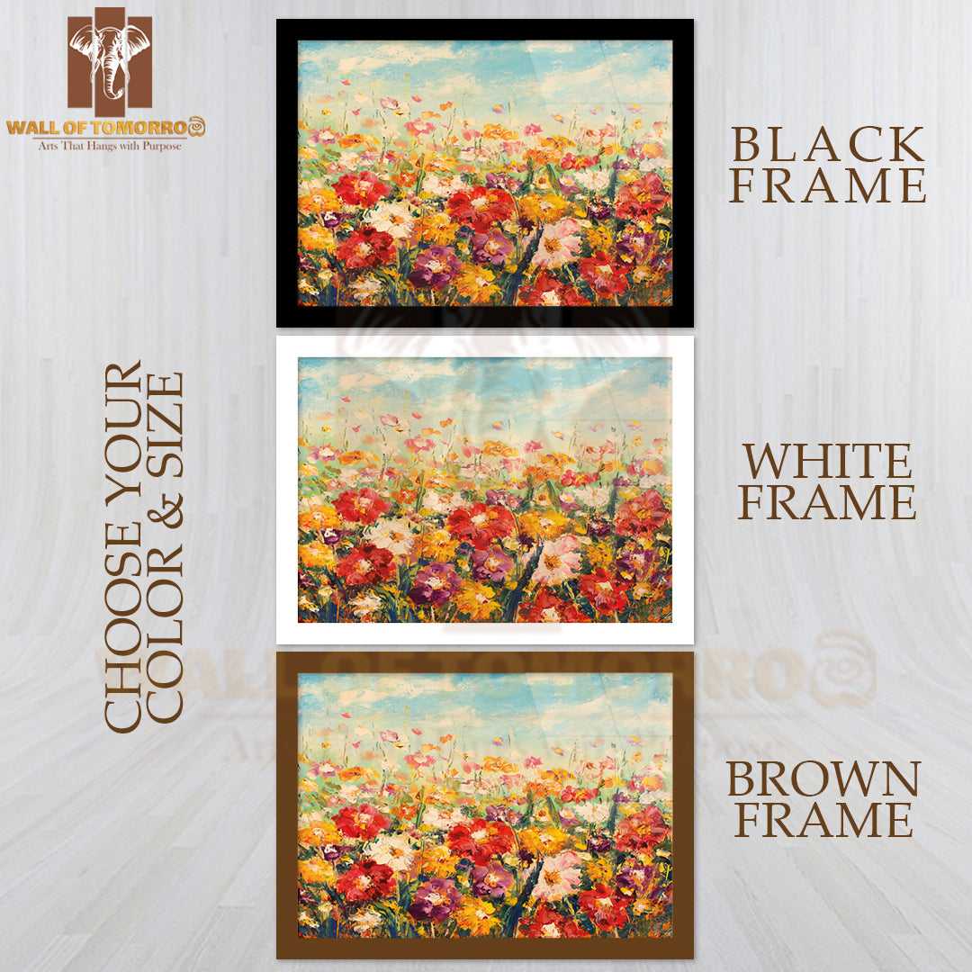 Original Oil Painting of Flowers, Beautiful Field Flowers High Quality Unframed Poster Print & Waterproof Poster Print Wall Décor