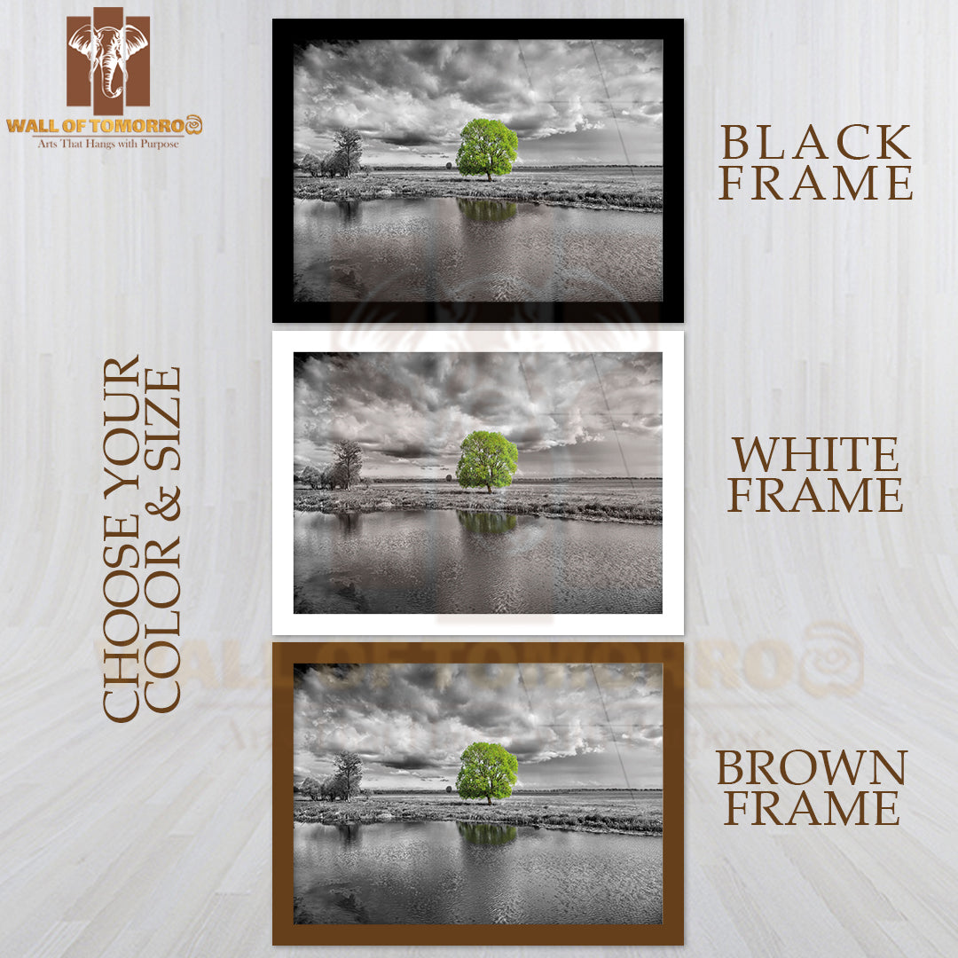 Black And White Landscape and Green Tree High Quality Unframed Poster Print & Waterproof Poster Print Wall Décor