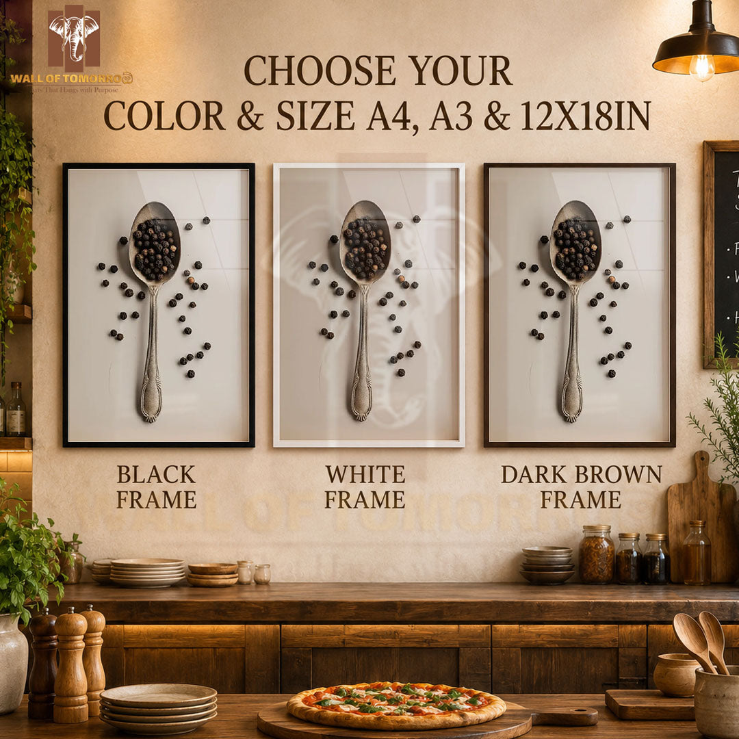 Pepper Seeds in Spoon Kitchen & Restaurant High Quality Glass Frame Wall Décors in Sri Lanka