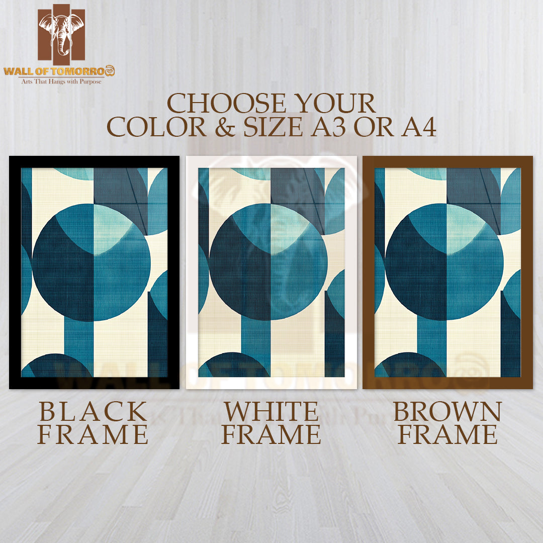 Cyan Harmony Elegance Art High Quality Glass Frame Wall Décor