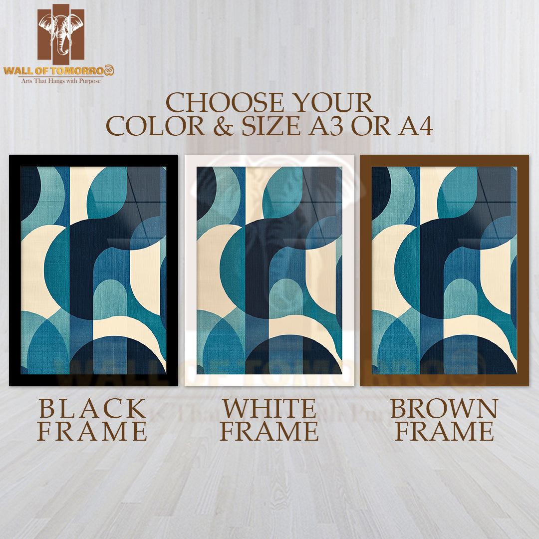 Blue Abstraction Elegance Art High Quality Glass Frame Wall Décor