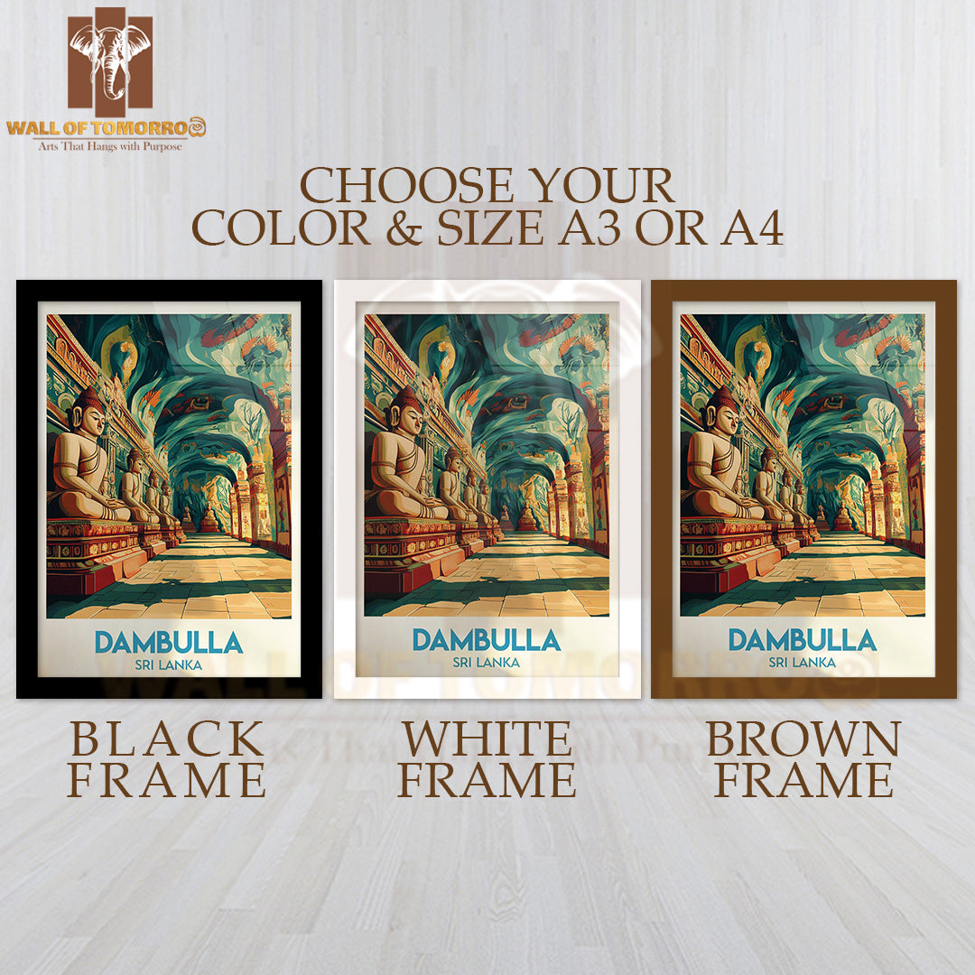 Dambulla Cave Temple Sri Lanka Travel High Quality Glass Frame Wall Décor