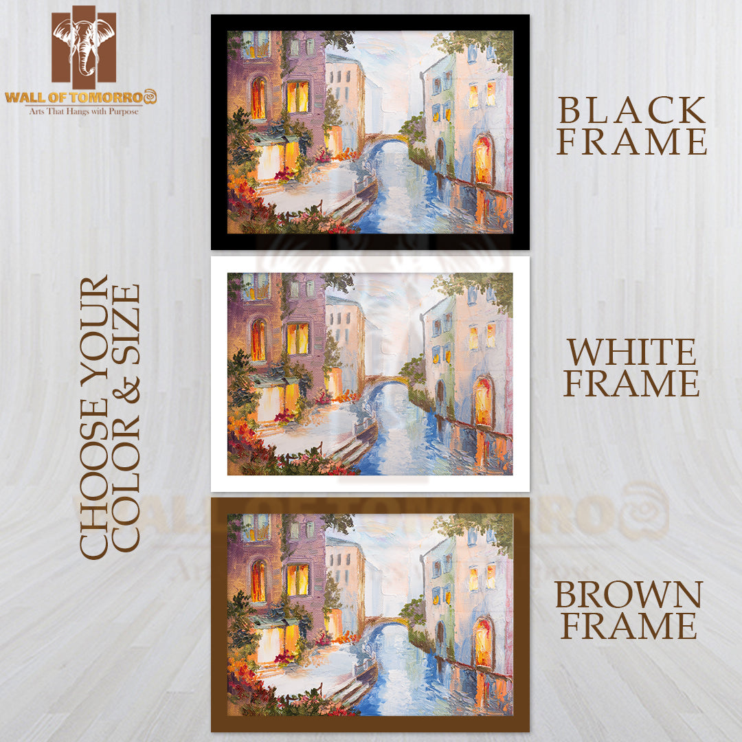 Oil Painting of Canal in Venice, Italy, Modern Impressionism High Quality Unframed Poster Print & Waterproof Poster Print Wall Décor