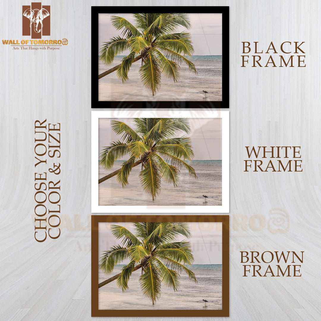 Tropical Beach Scene with Palm Tree High Quality Unframed Poster Print & Waterproof Poster Print Wall Décor