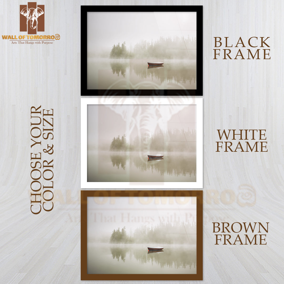 Boat On the Lake at Morning Fog High Quality Unframed Poster Print & Waterproof Poster Print Wall Décor