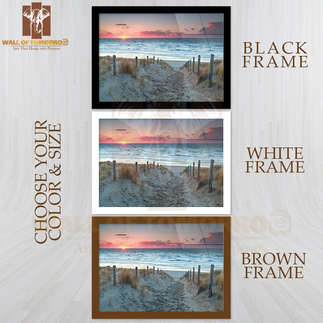 Sand Path to North Sea Beach Before Sunset, Holland High Quality Unframed Poster Print & Waterproof Poster Print Wall Décor