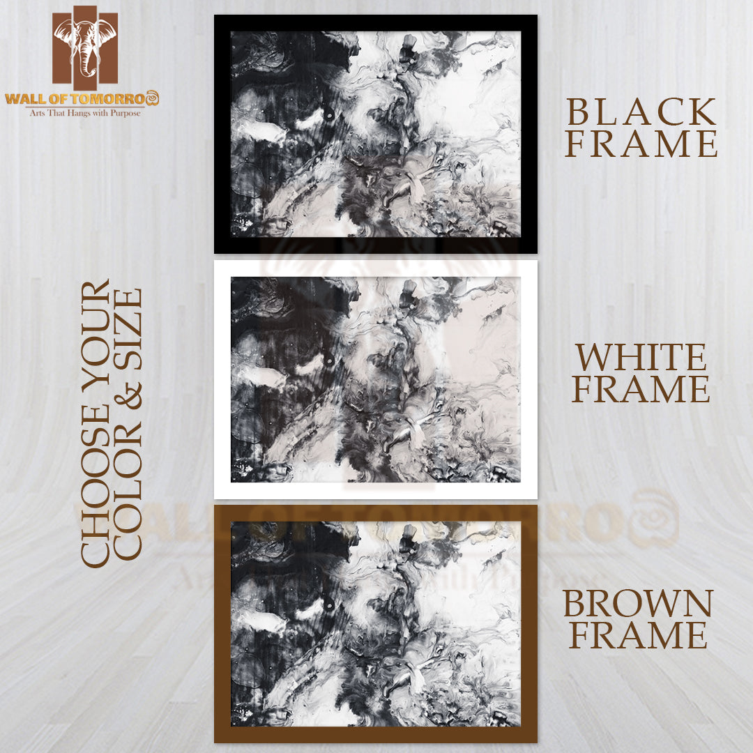 Abstract Hand Painted Black and White High Quality Unframed Poster Print & Waterproof Poster Print Wall Décor