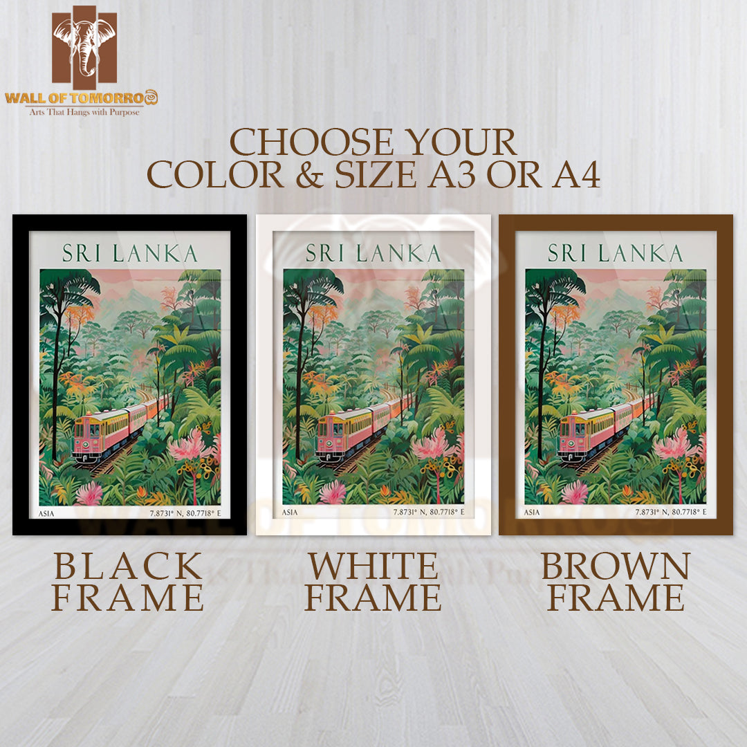 Train, Sri Lanka Travel High Quality Glass Frame Wall Décor