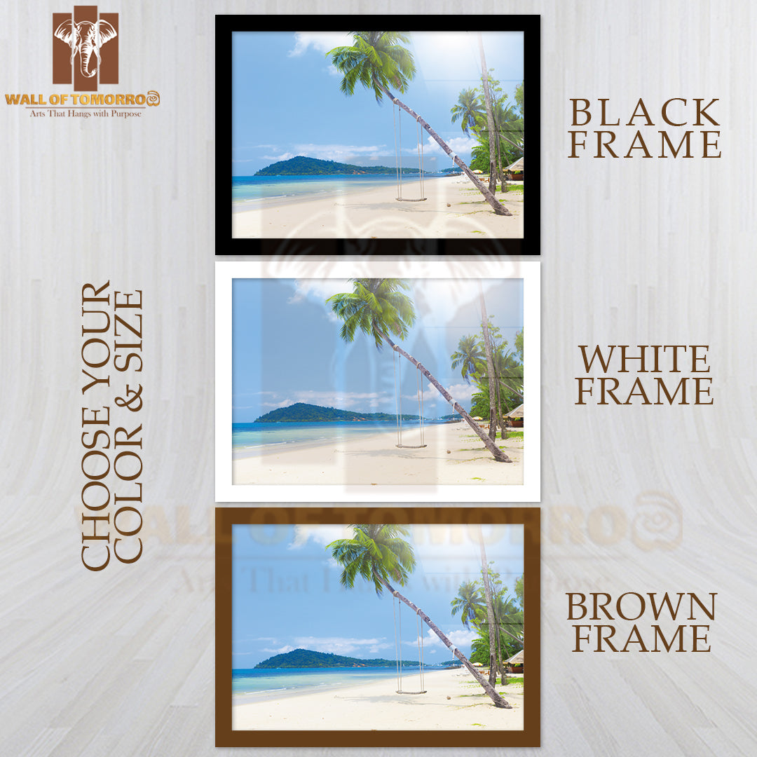 Beach With Coconut Palm and Sea High Quality Unframed Poster Print & Waterproof Poster Print Wall Décor