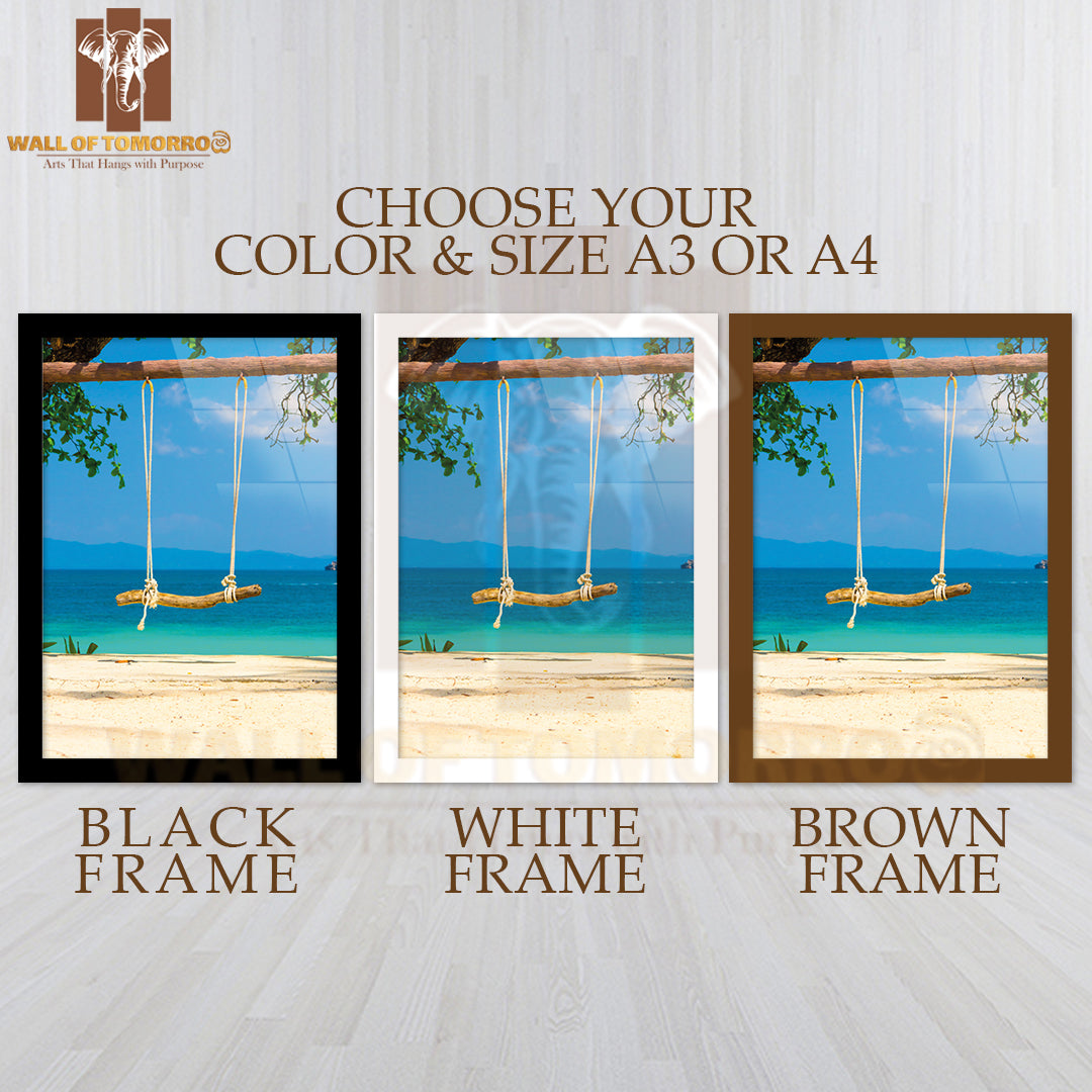 Seaside Swing Holiday Memory High Quality Glass Frame Wall Décor
