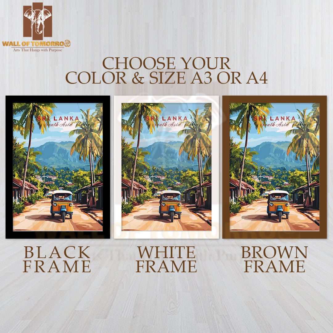 Sri Lanka Tuk-Tuk, South Asia Travel High Quality Glass Frame Wall Décor