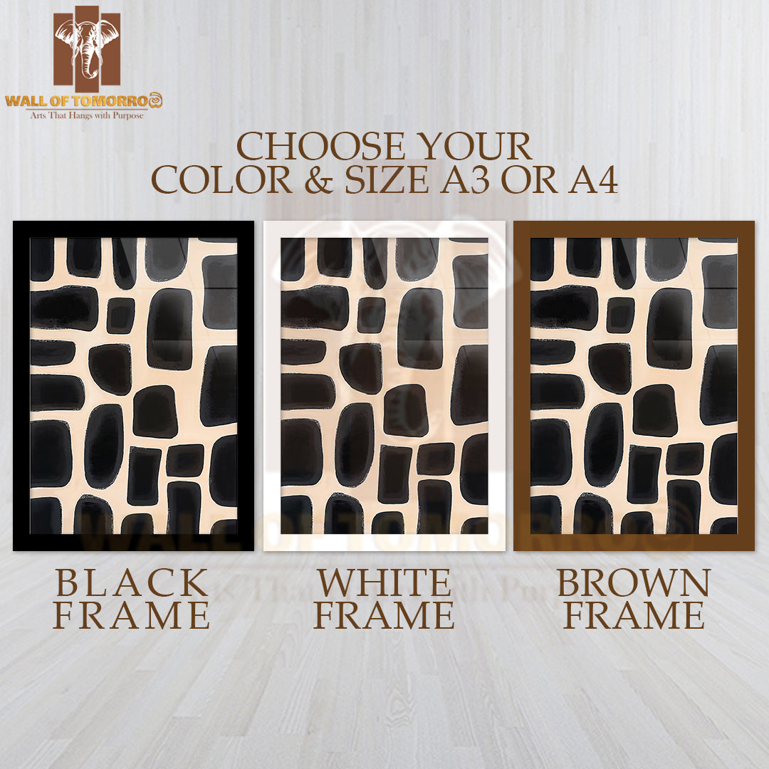 Black Pebble Path Neutral Elegance Art High Quality Glass Frame Wall Décor