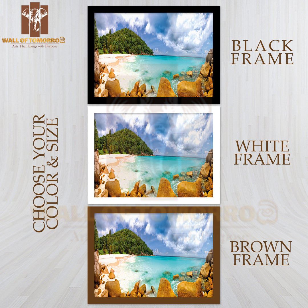 Anse Georgette Beach Panorama in Praslin Island, Seychelles High Quality Unframed Poster Print & Waterproof Poster Print Wall Décor