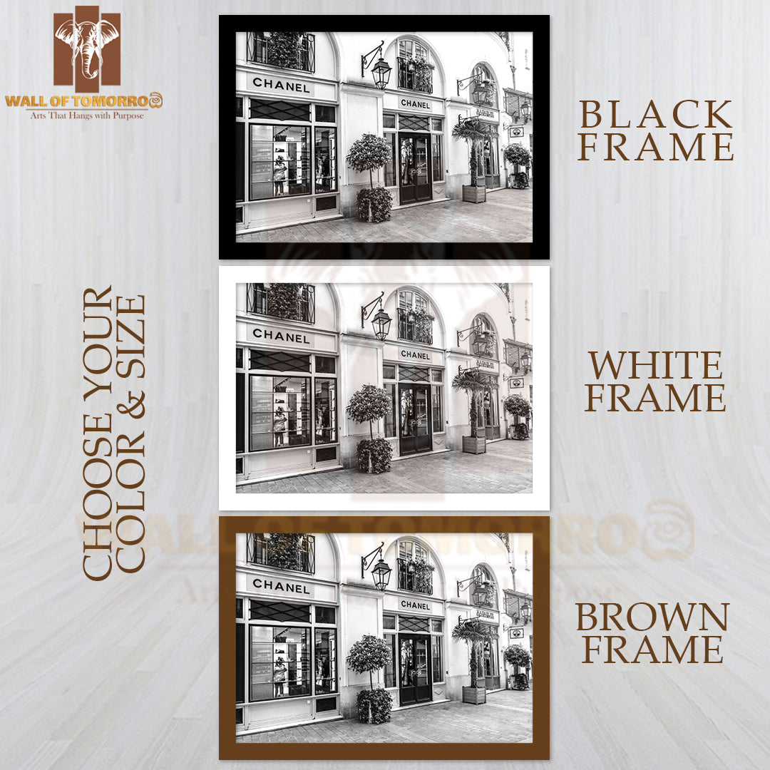 Royal Village Located Near Madeleine Chanel Store B&W High Quality Unframed Poster Print & Waterproof Poster Print Wall Décor