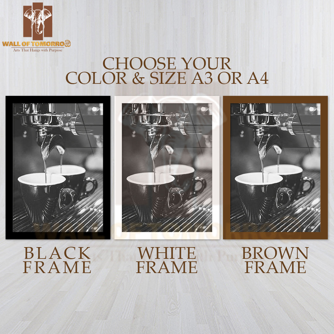 Coffee Espresso High Quality Glass Frame Wall Décor