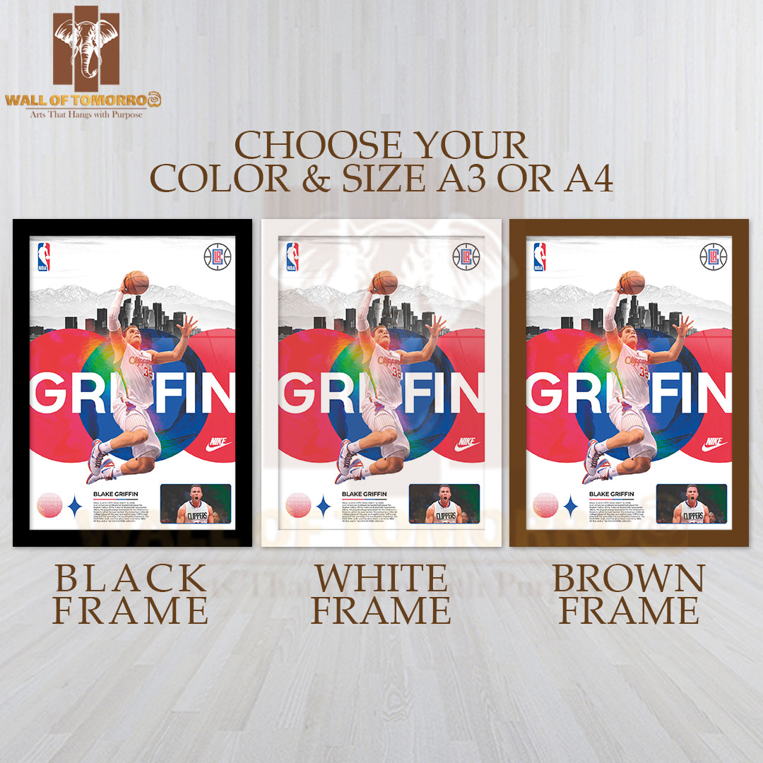 Famous Basketball Team Player Holding a Basketball Sports High Quality Glass Frame Wall Décor