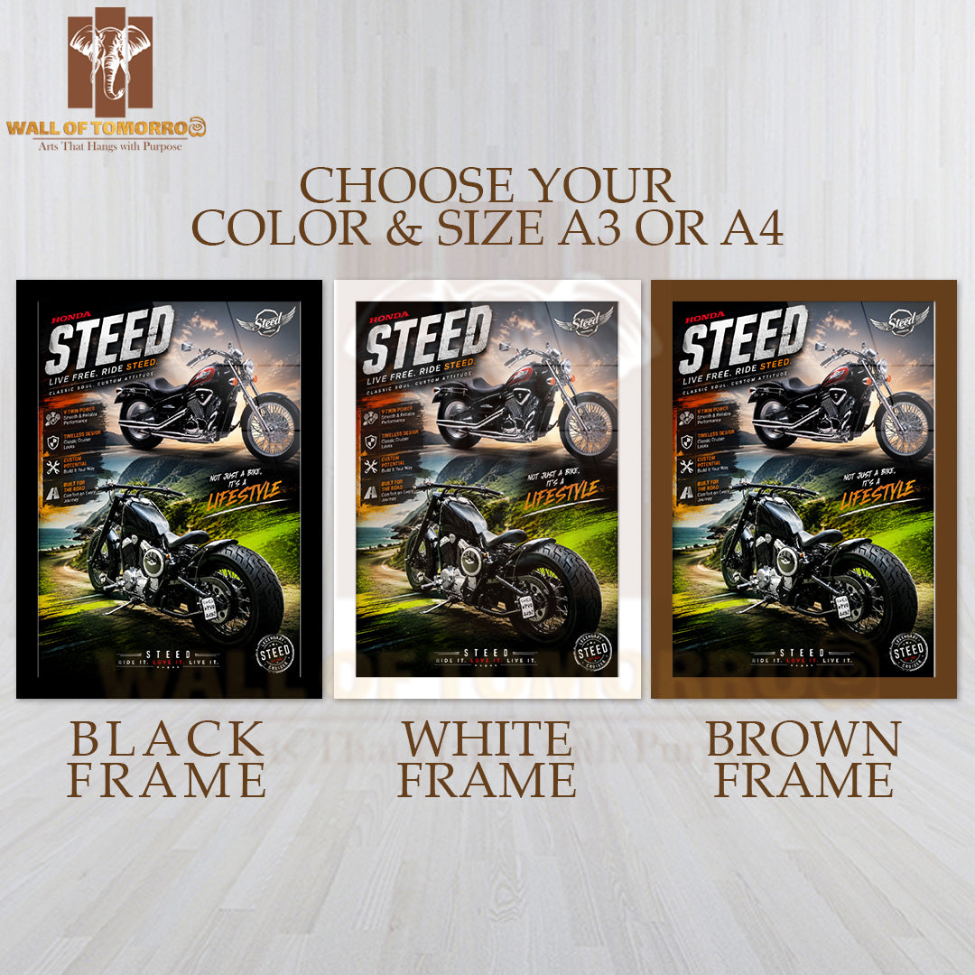 Honda Steed Bike High Quality Glass Frame Wall Décors in Sri Lanka