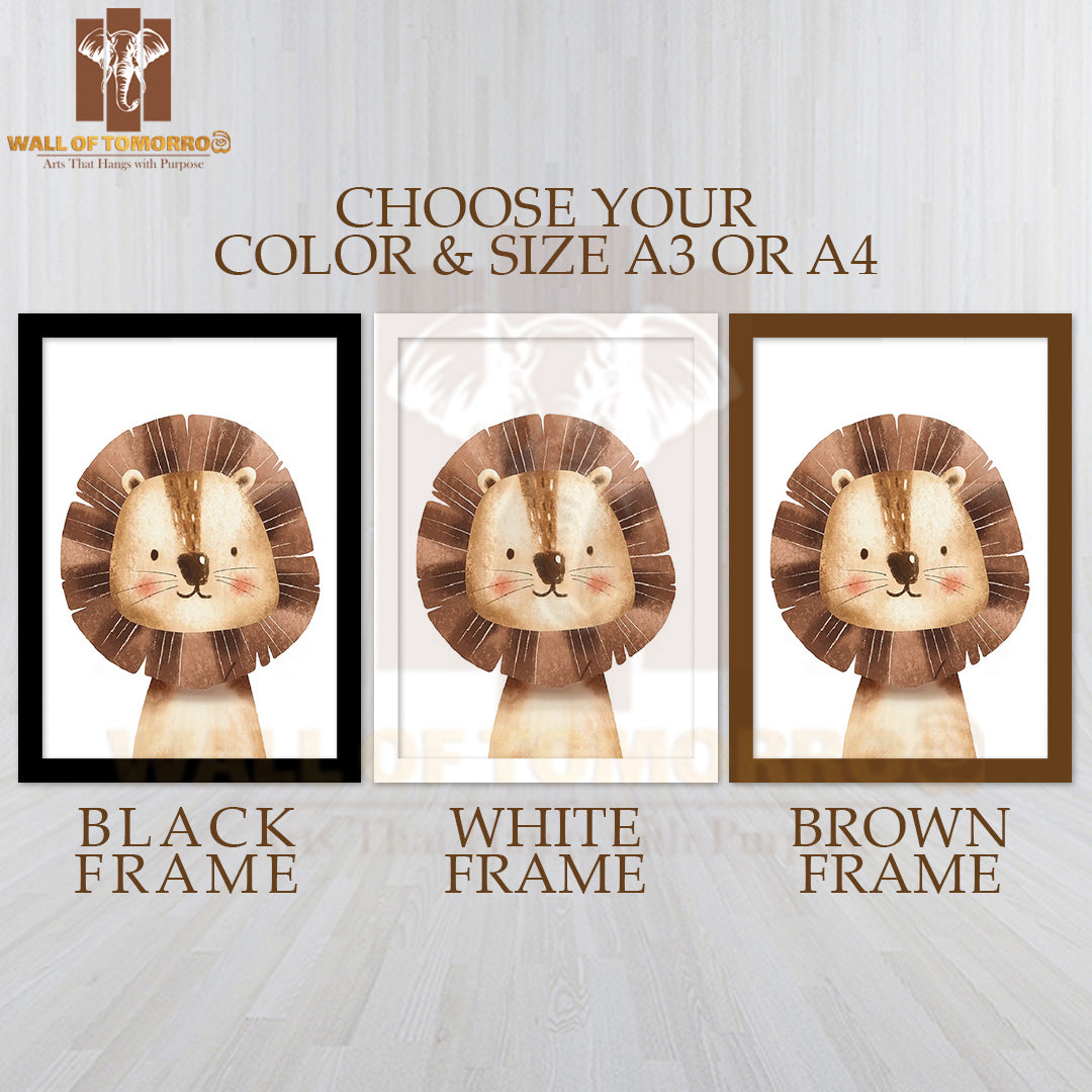Lion Portrait Painting High Quality Glass Frame Wall Décor