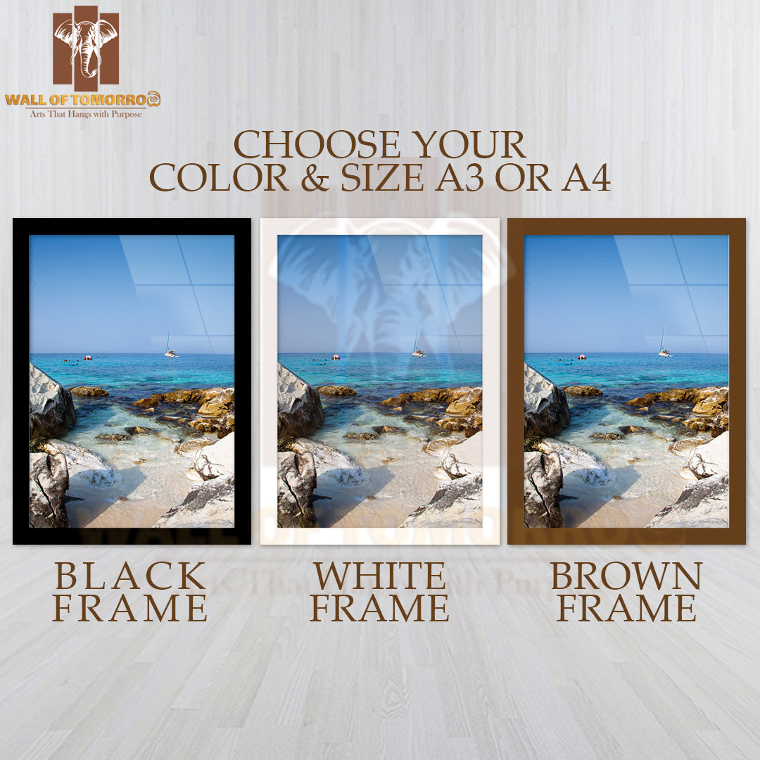 Thassos Beach View Marble High Quality Glass Frame Wall Décor