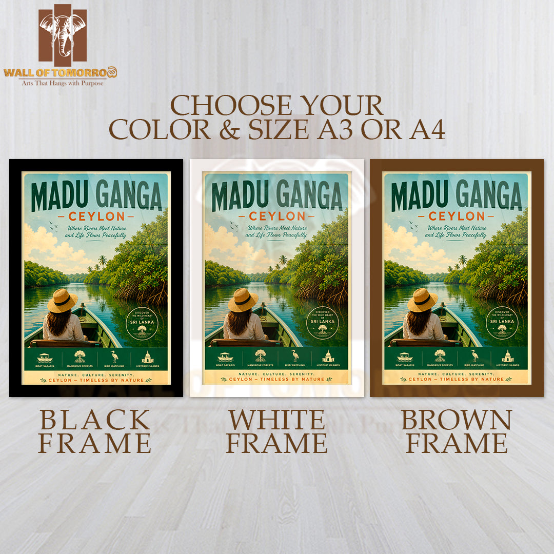 Ceylon Sri Lanka Madu Ganga Travel High Quality Glass Frame Wall Décor
