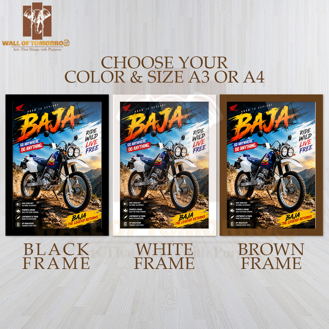 Honda Baja Bike High Quality Glass Frame Wall Décors in Sri Lanka