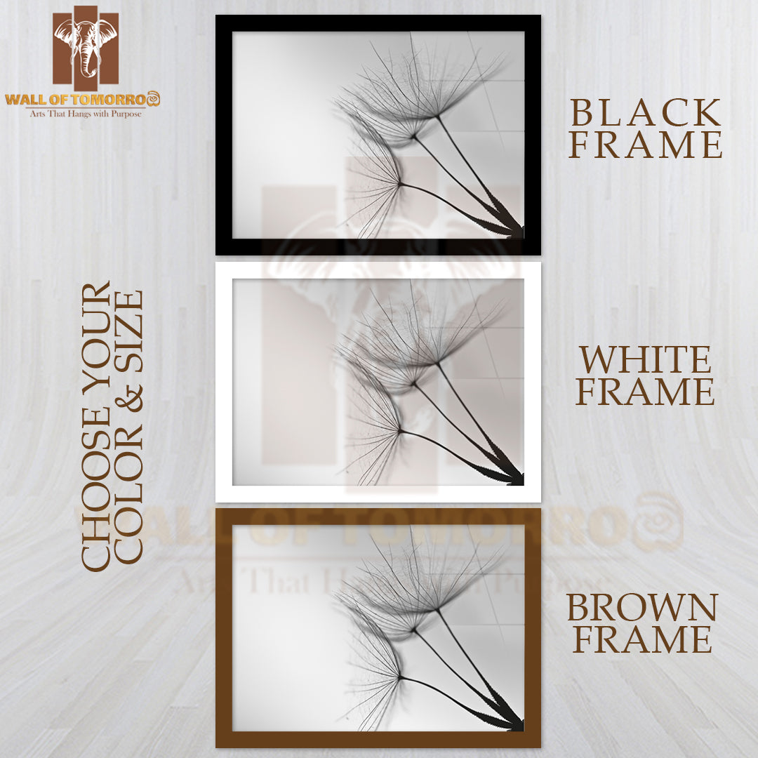 Extreme Closeup of Dandelion Black & White Dandelion Seed High Quality Unframed Poster Print & Waterproof Poster Print Wall Décor
