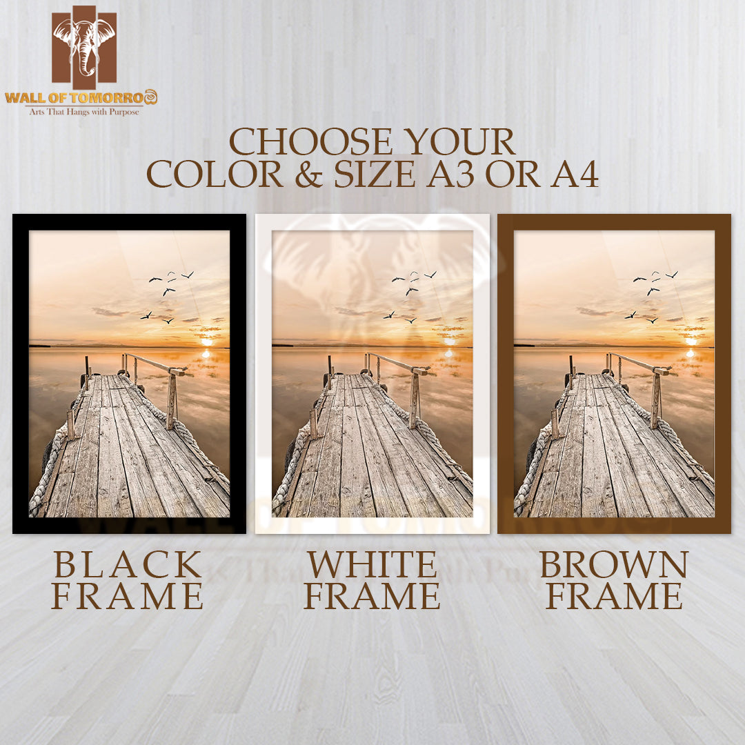 Relaxing Sunset Pier High Quality Glass Frame Wall Décor