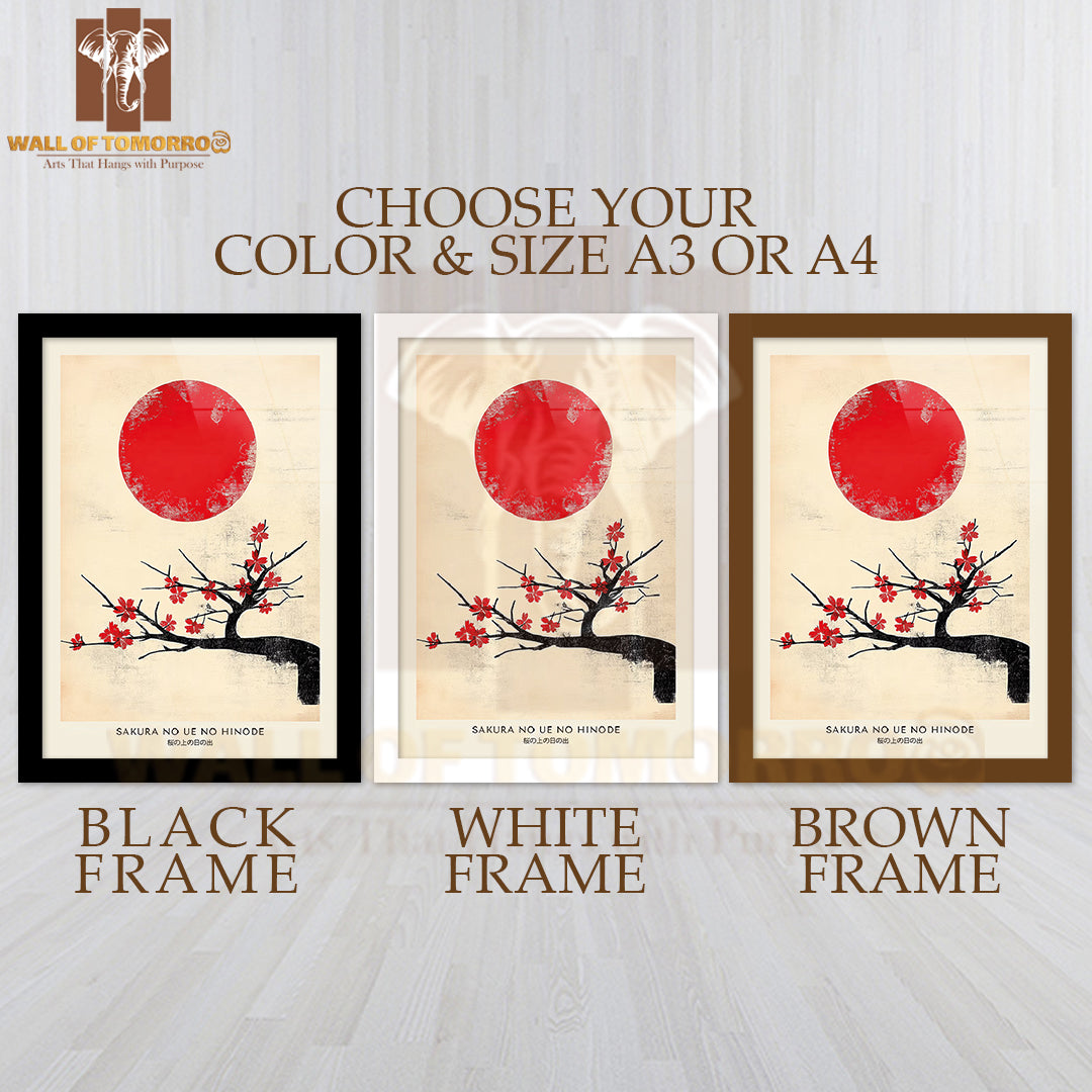 Sakura No Ue No Hinode Japandi Elegance Art High Quality Glass Frame Wall Décor