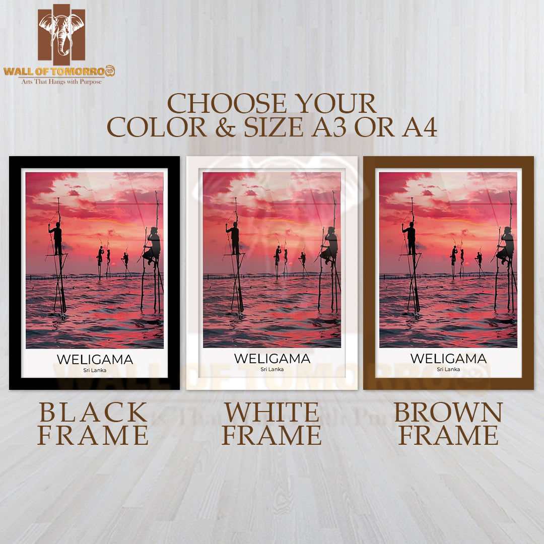 Stilt Fisherman Weligama Sri Lanka Travel High Quality Glass Frame Wall Décor