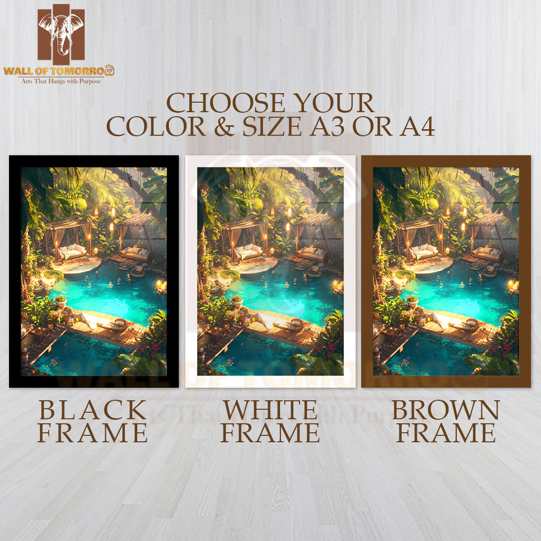 Pool by Lush Green Plants & Trees High Quality Glass Frame Wall Décor