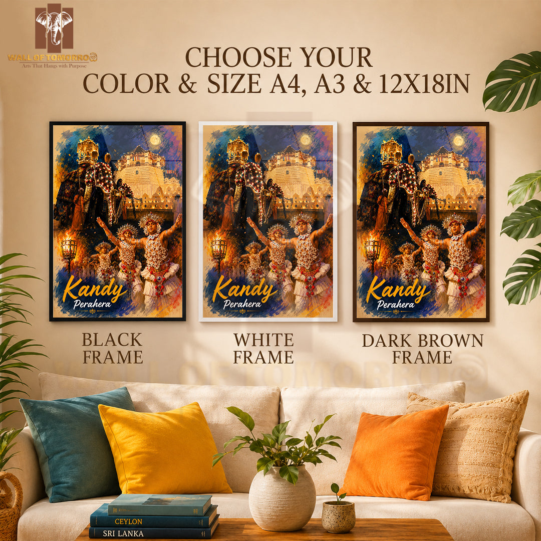 Kandy Perahera Sri Lanka Travel High Quality Glass Frame Wall Décor