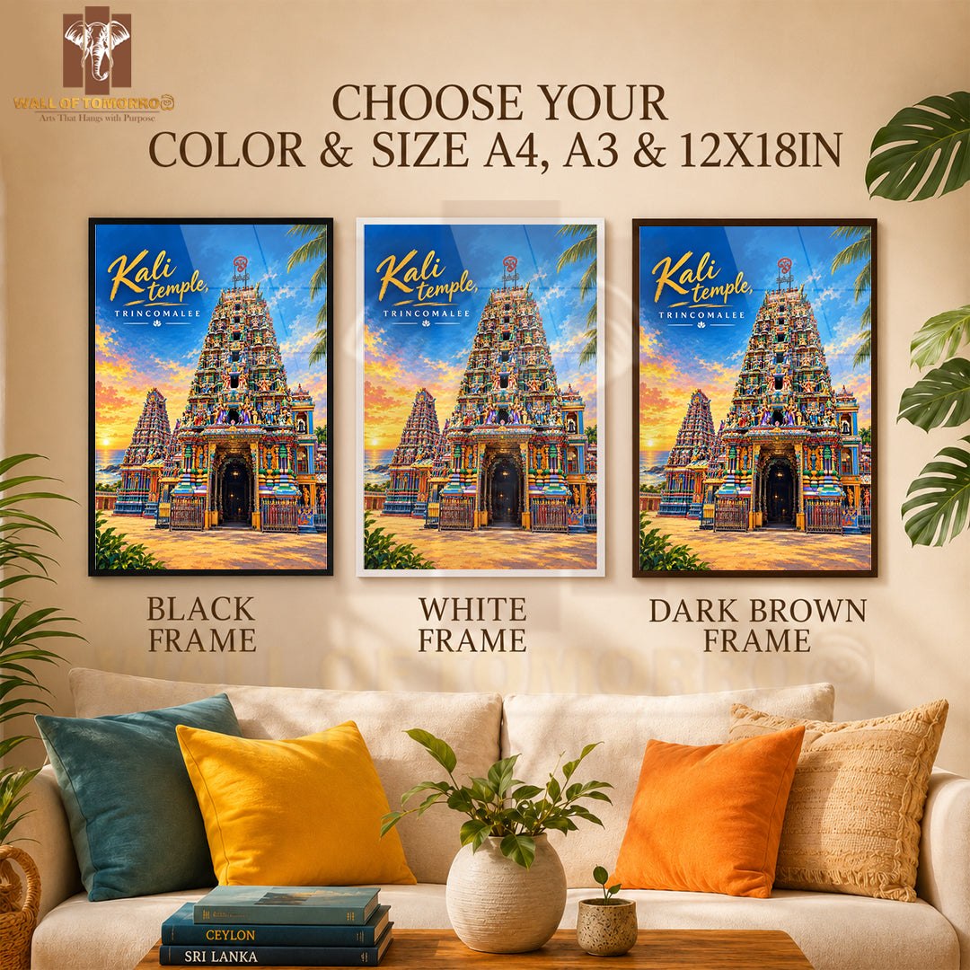 Kali Temple, Trincomalee Sri Lanka Travel High Quality Glass Frame Wall Décor