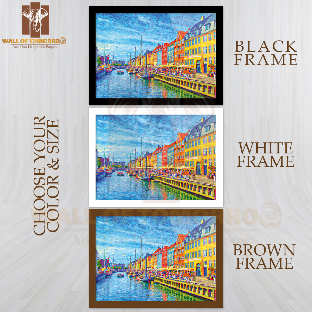 Painting Of Nyhavn in Denmark Which Is a Popular Drinking and Eating Area High Quality Unframed Poster Print & Waterproof Poster Print Wall Décor