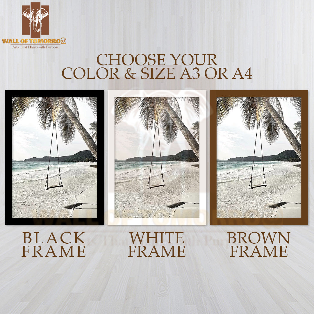 Swing At the Beach High Quality Glass Frame Wall Décor