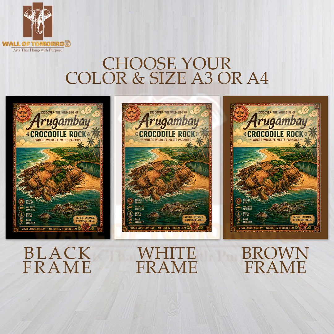 The Wild Side of Arugambay at Crocodile Rock Travel High Quality Glass Frame Wall Décor