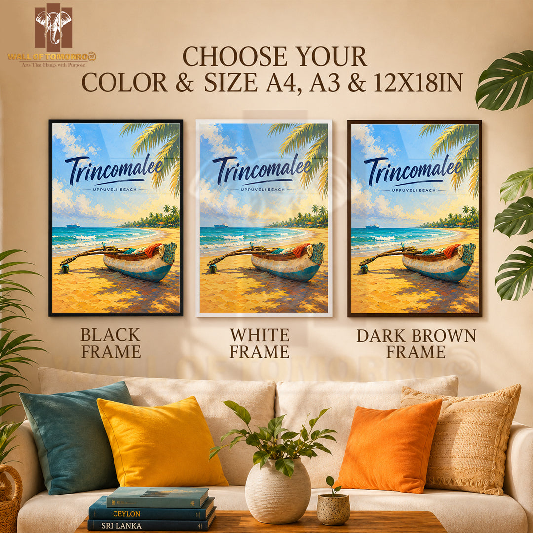 Trincomalee Uppuveli Beach Sri Lanka Travel High Quality Glass Frame Wall Décor