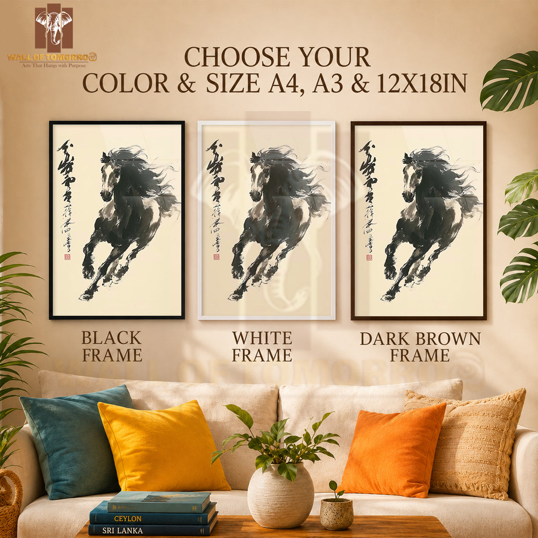 Dynamic Horse Painting Animals High Quality Glass Frame Wall Décor in Sri Lanka