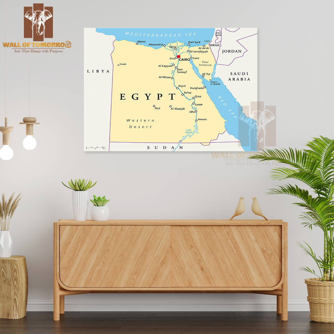 Map Of Egypt Educational High Quality Unframed Poster Print & Waterproof Poster Print Wall Décor