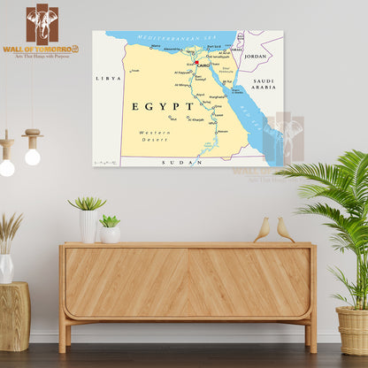 Map Of Egypt Educational High Quality Unframed Poster Print & Waterproof Poster Print Wall Décor