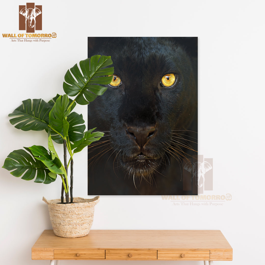 Black Leopard Face Portrait High Quality Unframed Poster Print & Waterproof Poster Print Wall Décor
