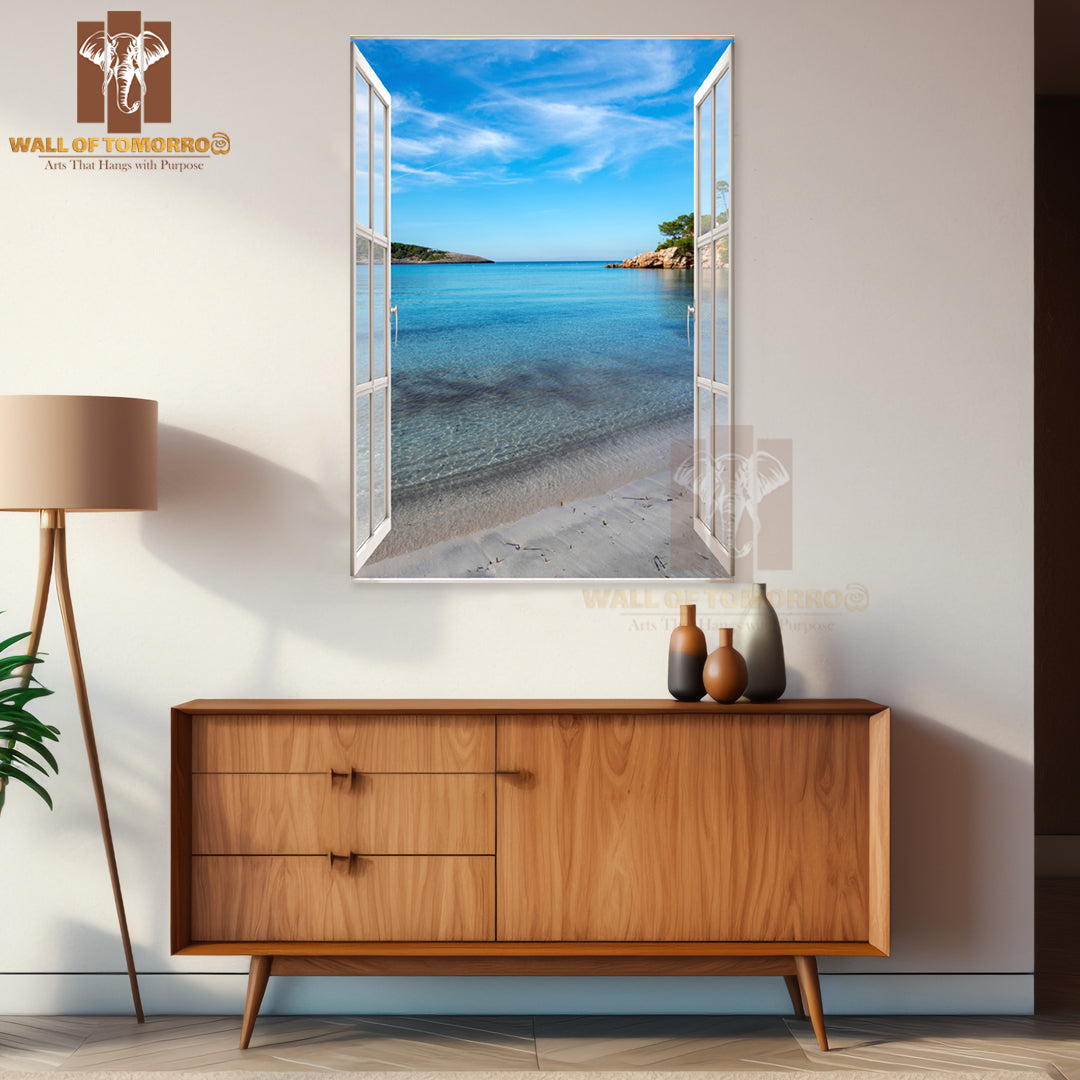Window Open to A Beach with A View High Quality Unframed Poster Print & Waterproof Poster Print Wall Décor