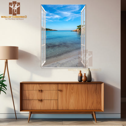 Window Open to A Beach with A View High Quality Unframed Poster Print & Waterproof Poster Print Wall Décor
