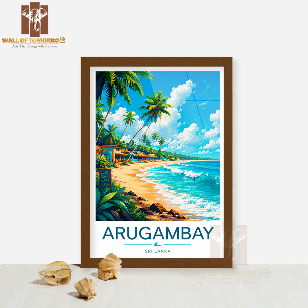 Surf Meets Serenity. Eat, relax, and Repeat at Arugambay Travel High Quality Glass Frame Wall Décor