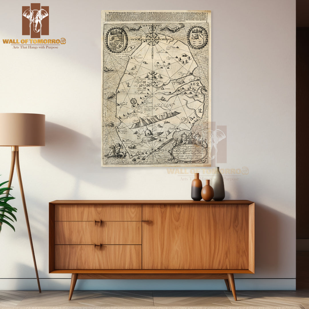 Map of Ceylon in Historiael Journael High Quality Unframed Poster Print & Waterproof Poster Print Wall Décor in Sri Lanka
