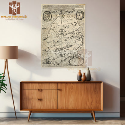 Map of Ceylon in Historiael Journael High Quality Unframed Poster Print & Waterproof Poster Print Wall Décor in Sri Lanka