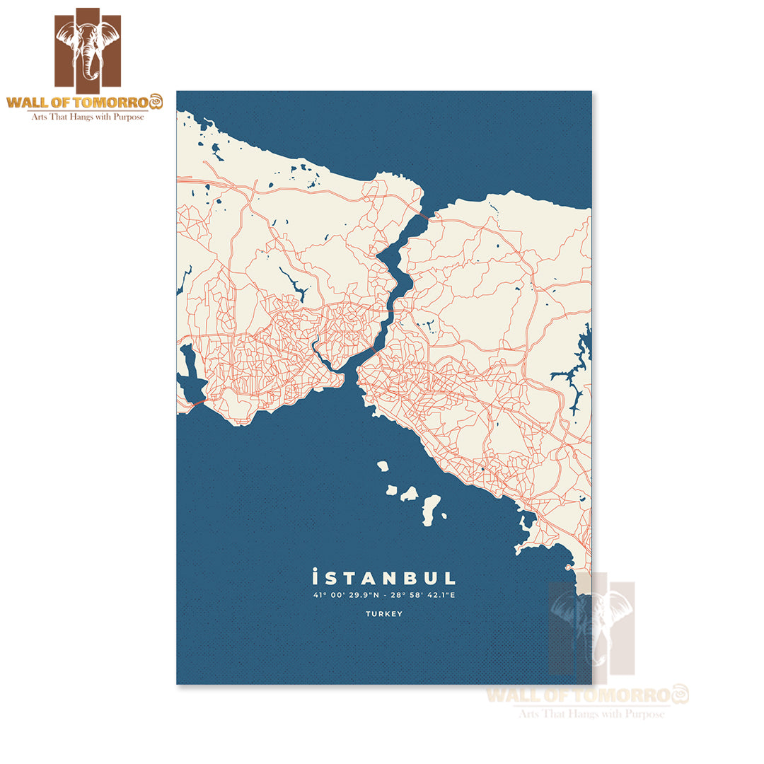 Istanbul City Map Road Educational High Quality Unframed Poster Print & Waterproof Poster Print Wall Décor