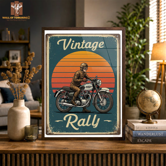 Vintage Rally Motor Bike High Quality Glass Frame Wall Décor in Sri Lanka