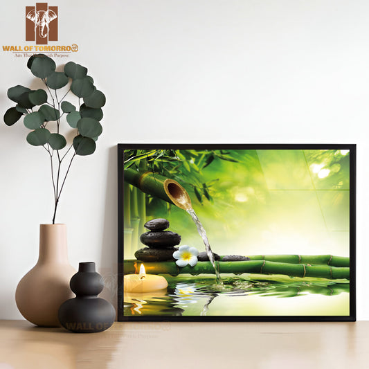 Spa Stones in Garden with Flow Water High Quality Unframed Poster Print & Waterproof Poster Print Wall Décor
