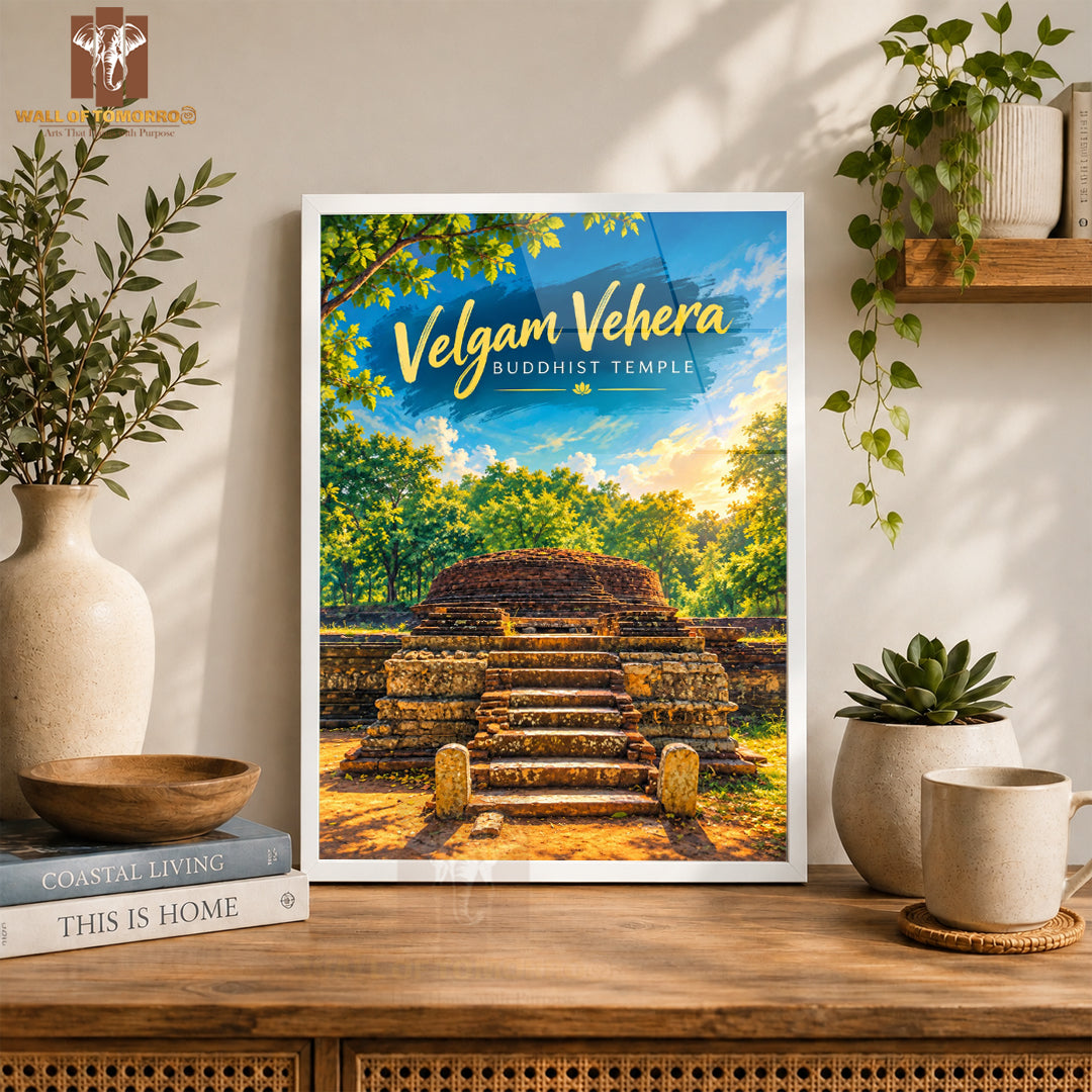 Velgam Vehera Buddhist Temple, Trincomalee Sri Lanka Travel High Quality Glass Frame Wall Décor